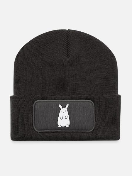 Lustiger Hase - Recycelte Patch Beanie - Dunkelgrau