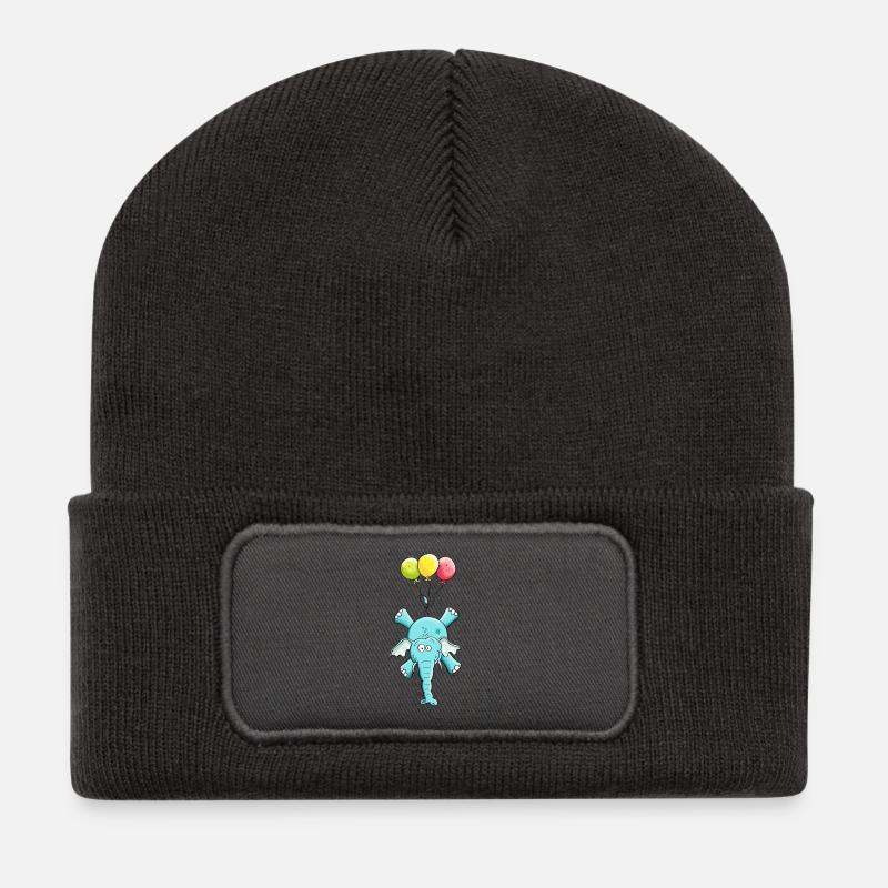 Elephant avec des ballons - Beanie recyclé à patch - charbon