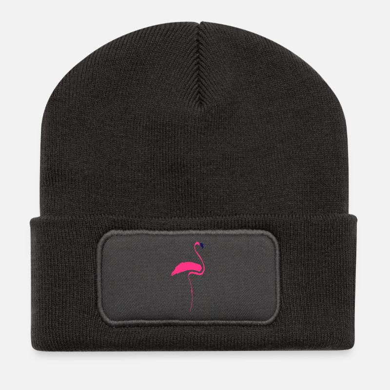 Flamingo handgemalt zweifarbig - Recycelte Patch Beanie - Dunkelgrau