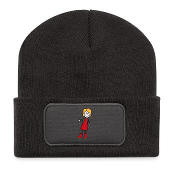 Frau - Recycelte Patch Beanie - Dunkelgrau - Vorne