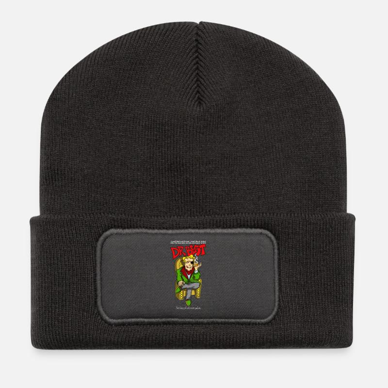 Dr. Best - Recycelte Patch Beanie - Dunkelgrau