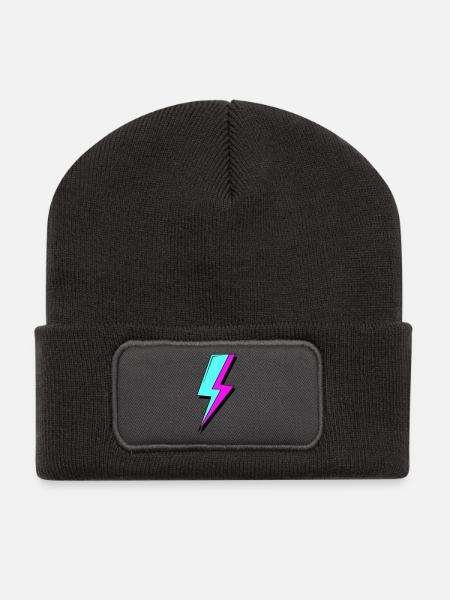 Psychedelische Neon-Beleuchtung - Recycelte Patch Beanie - Dunkelgrau