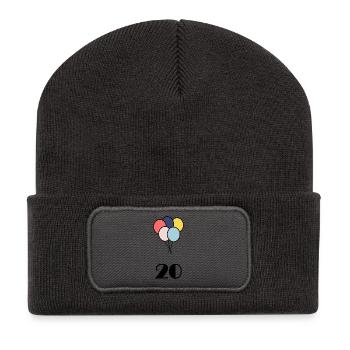 20. 20 ANS. 20e ANNIVERSAIRE. ANNIVERSAIRE 20 ANS. - Beanie recyclé à patch - charbon - Devant