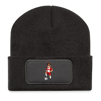 Soccer Boy Canada Fan Canadian Flag - Recycled Patch Beanie - dark grey - Front
