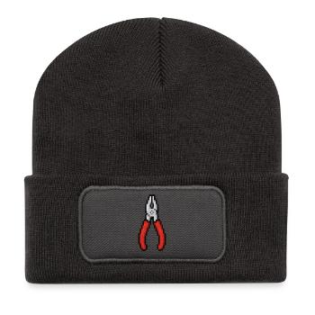 Pixel Zange Retro - Recycelte Patch Beanie - Dunkelgrau - Vorne