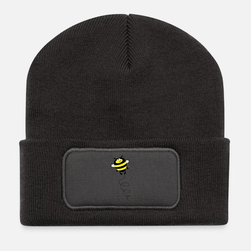 Biene – Hummel – Bienchen - Recycelte Patch Beanie - Dunkelgrau