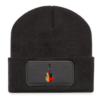 Motif PopArt de guitare électrique - Beanie recyclé à patch - charbon - Devant