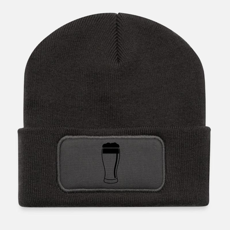 Verre à bière avec mousse luxuriante - Beanie recyclé à patch - charbon