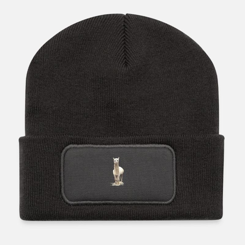 Lama - Recycelte Patch Beanie - Dunkelgrau