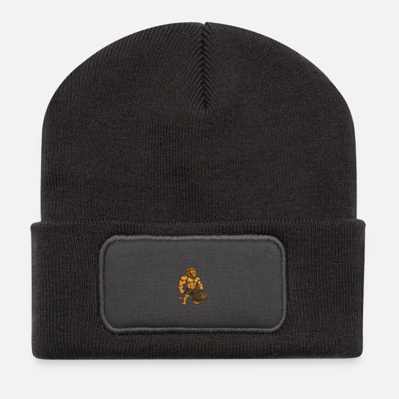 Fitness – Lion - Recycled Patch Beanie - dark grey