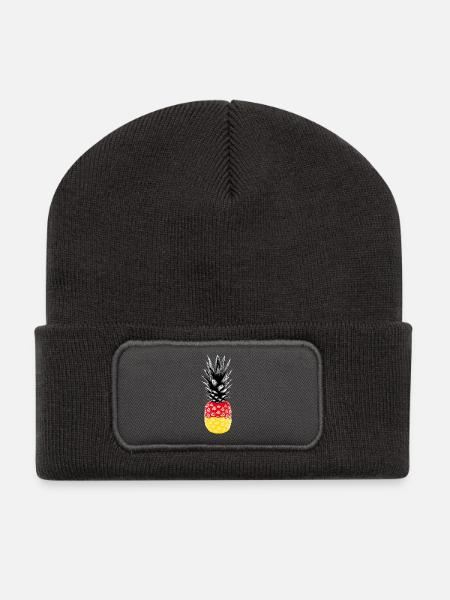 Deutschland, Ananas, Flagge, WM, Fußball - Recycelte Patch Beanie - Dunkelgrau