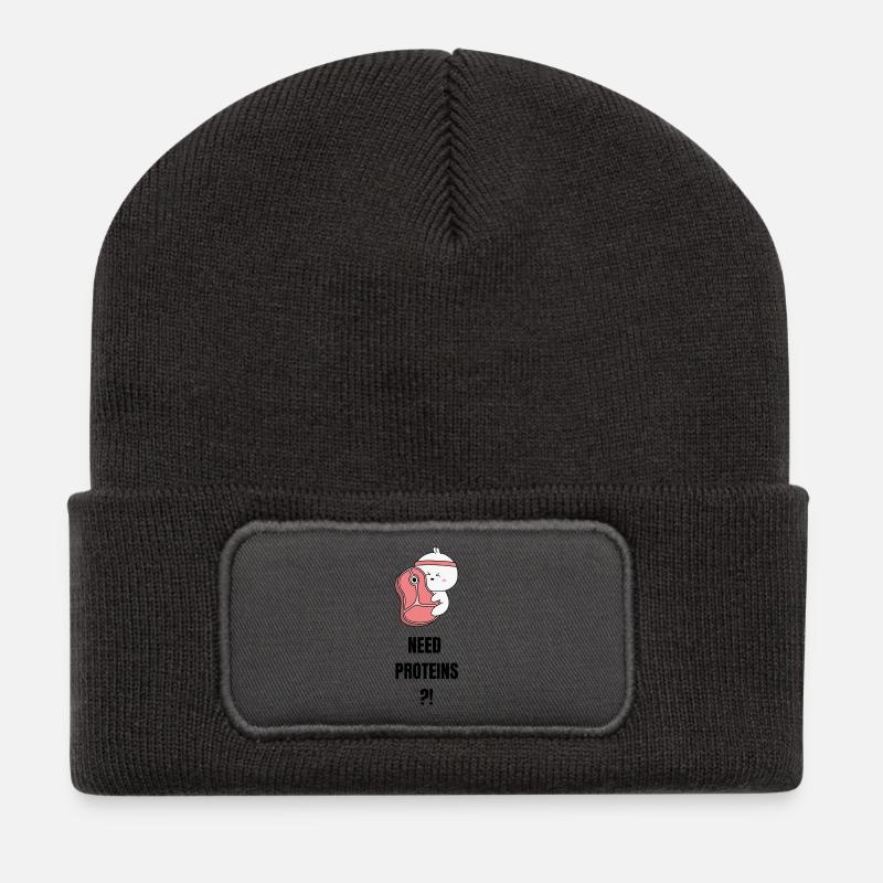 Besoin de protéines - Beanie recyclé à patch - charbon