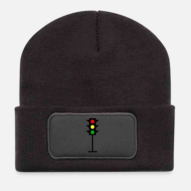 Ampel Kreuzung Design rot gelb grün - Recycelte Patch Beanie - Dunkelgrau