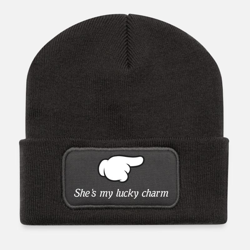 she is my lucky charm - Recycelte Patch Beanie - Dunkelgrau