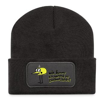 Wie komme ich nochmal ins Darknet, Schatz? - Recycelte Patch Beanie - Dunkelgrau - Vorne