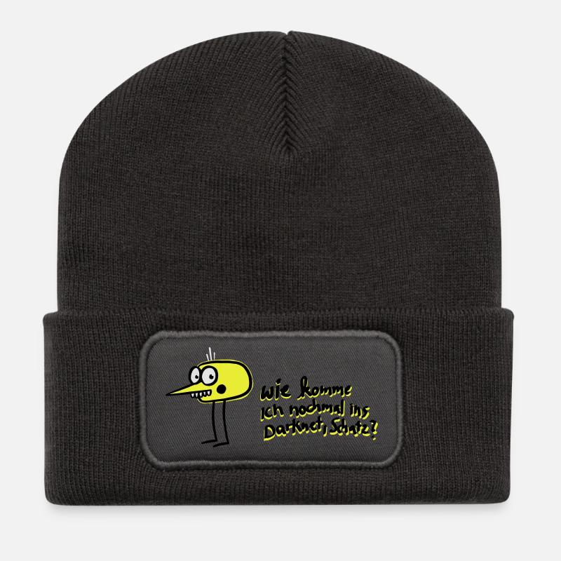 Wie komme ich nochmal ins Darknet, Schatz? - Recycelte Patch Beanie - Dunkelgrau