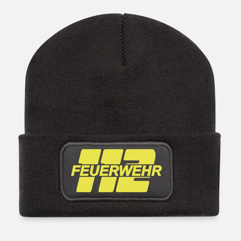 Feuerwehr 112 - Recycelte Patch Beanie - Dunkelgrau