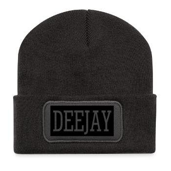 deejay dj musik aufkleber sticker patch bassparty - Recycelte Patch Beanie - Dunkelgrau - Vorne