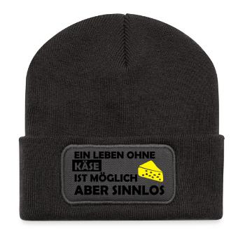 ein leben ohne käse - Recycelte Patch Beanie - Dunkelgrau - Vorne