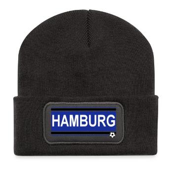 Hamburg , Tradition , Hamburg Fussball Fan (25) - Recycelte Patch Beanie - Dunkelgrau - Vorne