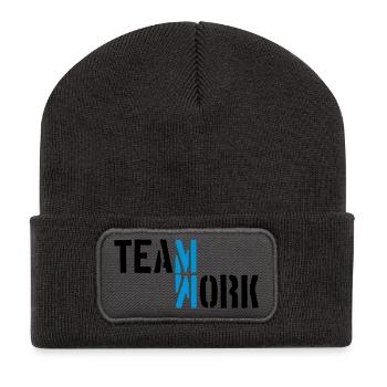 Blue Teamwork Shadow Mirrored Logo Design Crew - Recycled Patch Beanie - dark grey - Front