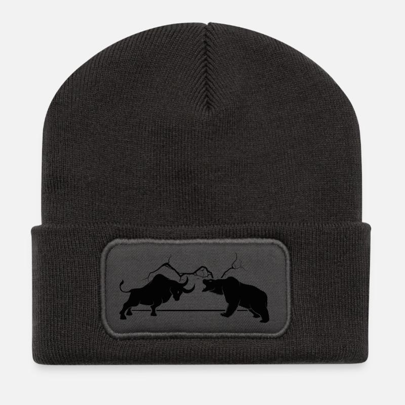 Bulle VS Bär - Recycelte Patch Beanie - Dunkelgrau
