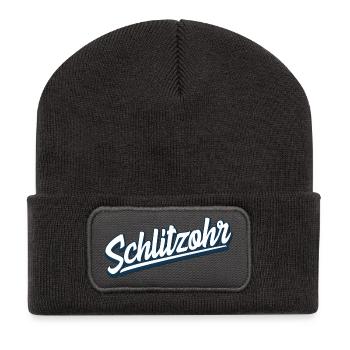Schlitzohr - Schweizerdeutsch - Mundart - Dialekt - Recycelte Patch Beanie - Dunkelgrau - Vorne