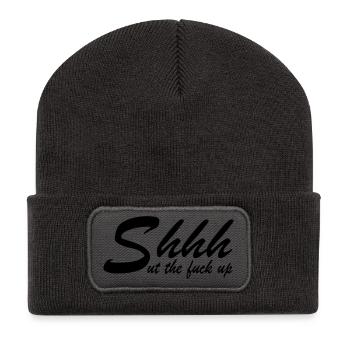 La ferme! - Beanie recyclé à patch - charbon - Devant
