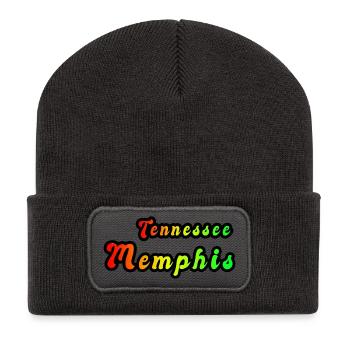 Memphis Tennessee Regenbogen Design - Recycelte Patch Beanie - Dunkelgrau - Vorne