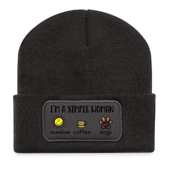 Designs amusants pour les propriétaires de chiens - Beanie recyclé à patch - charbon - Devant
