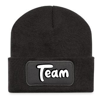 Conception de style de bande dessinée d’équipe pour l’équipe - Beanie recyclé à patch - charbon - Devant