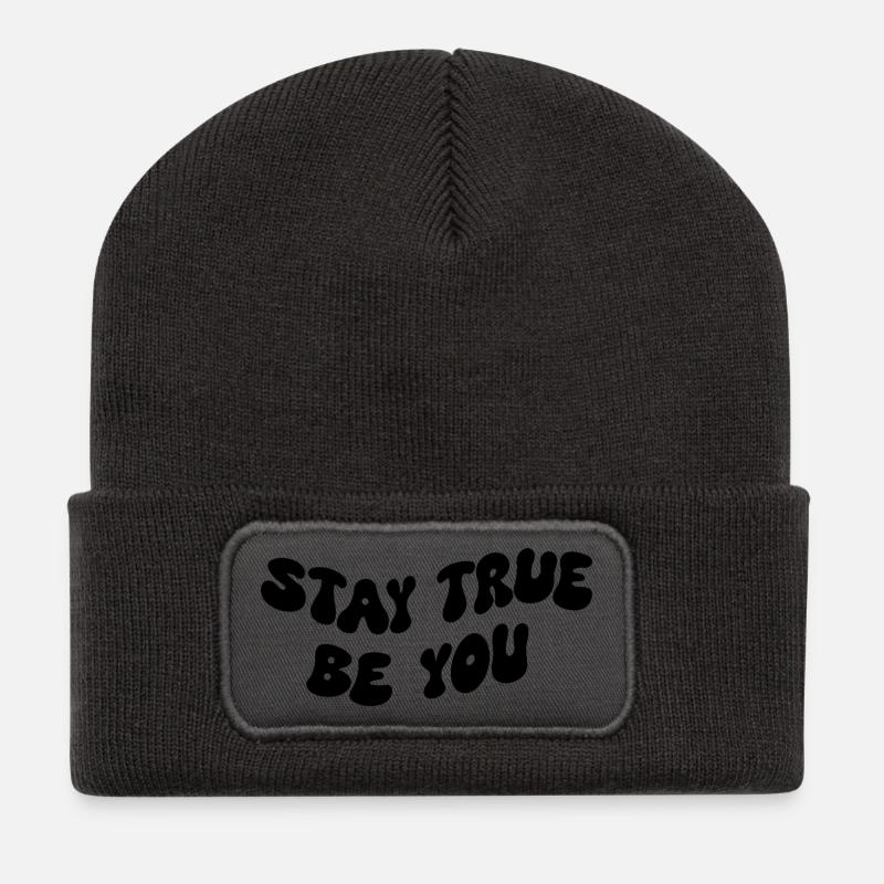Stay True Be You - Recycelte Patch Beanie - Dunkelgrau