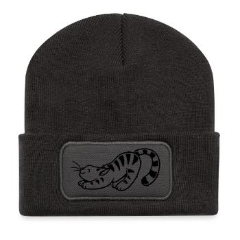 Cartoon Kitten - Recycled Patch Beanie - dark grey - Front