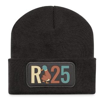 R Ente - Rente 2025 Geschenk - Recycelte Patch Beanie - Dunkelgrau - Vorne