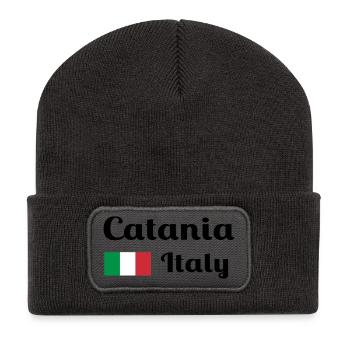 Catania Italy - Stylish prints - Recycled Patch Beanie - dark grey - Front