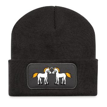 2 licornes combattent le mal Attaque en colère Duel Équipe - Beanie recyclé à patch - charbon - Devant