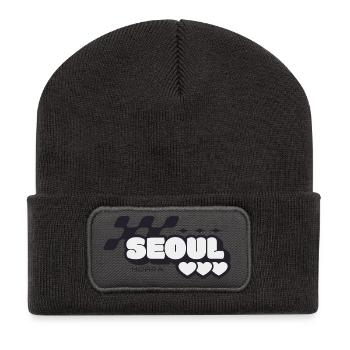 Seoul Rétro Cœurs - Beanie recyclé à patch - charbon - Devant