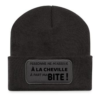 Mir passiert niemand - Recycelte Patch Beanie - Dunkelgrau - Vorne
