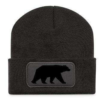Bear silhouette icon - Recycled Patch Beanie - dark grey - Front