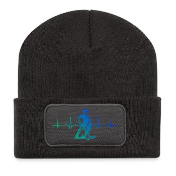 Minimalist floorball motif - Recycled Patch Beanie - dark grey - Front