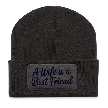 Meine Frau ist eine beste Freundin - Recycelte Patch Beanie - Dunkelgrau - Vorne