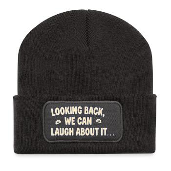 Looking back, we can laugh about it - Recycled Patch Beanie - dark grey - Front