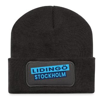 Lidingö Stockholm Diagonal Logo - Beanie recyclé à patch - charbon - Devant