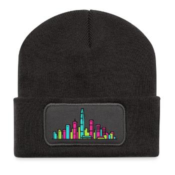 Shenzhen City Skyline Moderne Linienzeichnung - Recycelte Patch Beanie - Dunkelgrau - Vorne