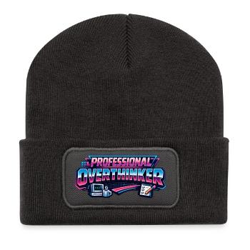 Warte, lass mich zu viel über die 80er nachdenken - Recycelte Patch Beanie - Dunkelgrau - Vorne