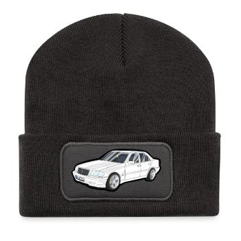Imprimé vectoriel de limousine de luxe blanc - Beanie recyclé à patch - charbon - Devant