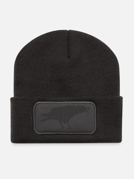 Raven Pixel Dot Silhouette - Recycelte Patch Beanie - Dunkelgrau
