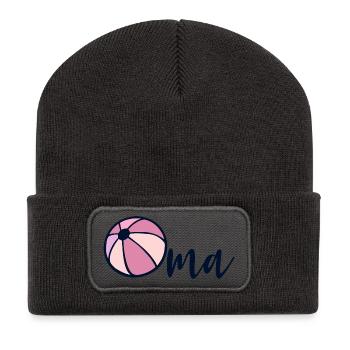Wasserball Oma - Recycelte Patch Beanie - Dunkelgrau - Vorne