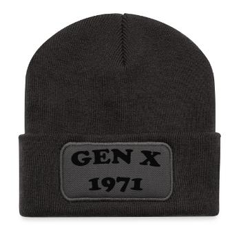 Gen X 1971 Retro Logo Tee - Recycled Patch Beanie - dark grey - Front