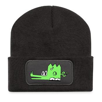 Emberon, der Drache - Recycelte Patch Beanie - Dunkelgrau - Vorne